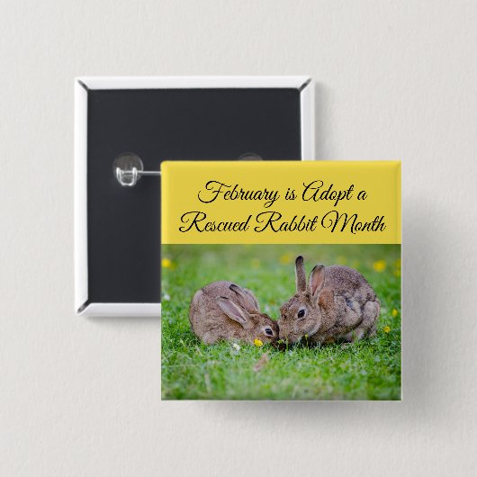 Februar wird Adoptiert, um einen Rettung des Kanin Button (Vorne & Hinten)