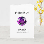 February Amethyst Personalized Birthday Karte (Gelbe Blume)