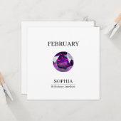 February Amethyst Personalized Birthday Karte (Vorderseite/Rückseite Beispiel)