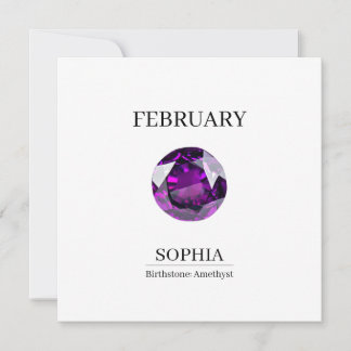 February Amethyst Personalized Birthday Karte
