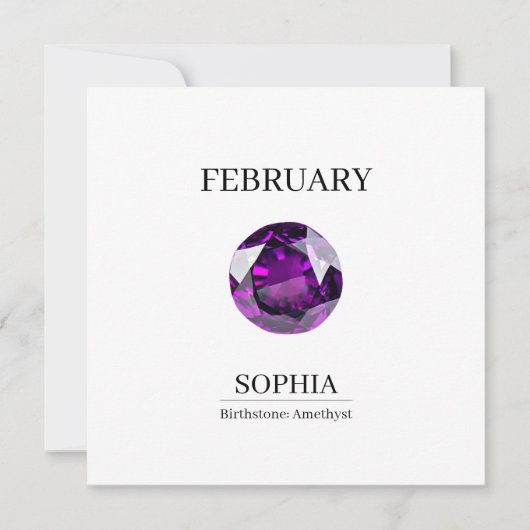 February Amethyst Personalized Birthday Karte (Vorderseite)