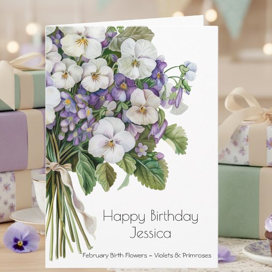 February Birth Flower Birthday Card | Violets Karte