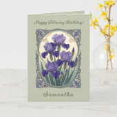 February Birth Flower Iris Flowers Art Nouveau Sty Karte (Gelbe Blume)