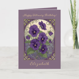 February Birth Flower Viola Flowers Art Nouveau St Karte