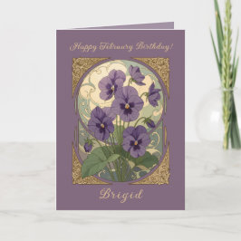 February Birth Flower Violet Viola Art Nouveau Sty Karte