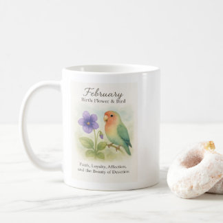 February Birthday Christian Floral Love Bird Kaffeetasse