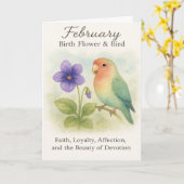 February Birthday Christian Floral Love Bird  Karte (Gelbe Blume)