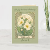 February Birthday Primrose Flowers Art Nouveau Sty Karte (Vorderseite)