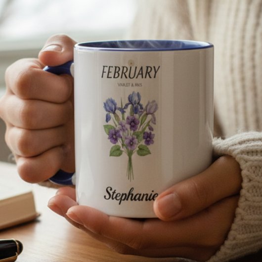 February Birthday Violet Iris Botanical Tasse