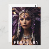*~* FEBRUARY Headdress Boho AMETHYST AP53 Postkarte (Vorne/Hinten)