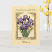 February Irises Birth Flower Art Nouveau Style Karte (Gelbe Blume)
