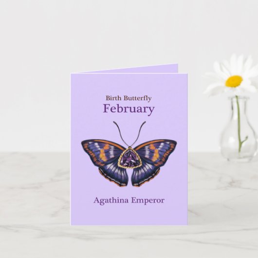 February Purple Agathina Emperor Butterfly Art Karte (Kleine Pflanze)