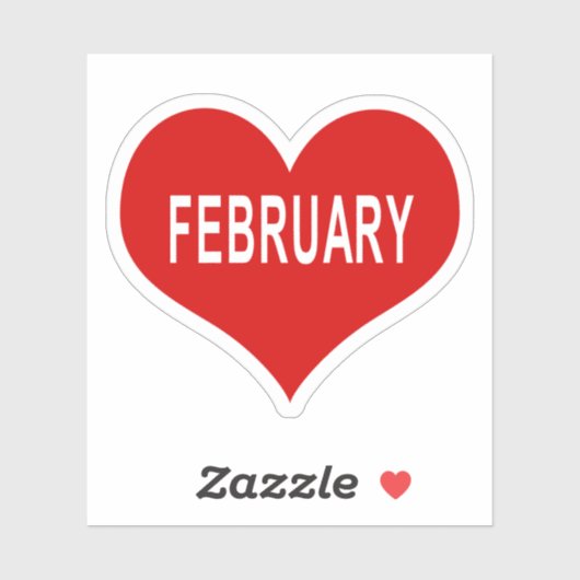 FEBRUARY Red Liebe Heart Vinyl Sticker (Blatt)