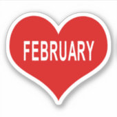 FEBRUARY Red Liebe Heart Vinyl Sticker (Vorderseite)