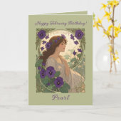 February Viola Birth Flower Art Nouveau Style Karte (Gelbe Blume)