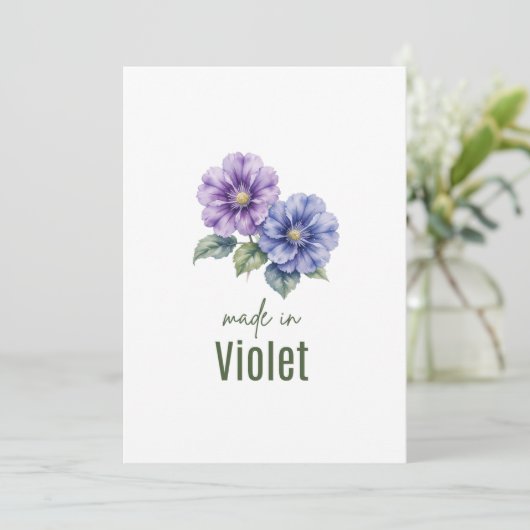 February Violet Birth Flowe card Watercolor Einladung (Stehend Vorderseite)