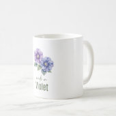 February Violet Birth Flowe Coffee Cup Watercolor Kaffeetasse (VorderseiteRechts)