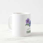 February Violet Birth Flowe Coffee Cup Watercolor Kaffeetasse (Vorderseite Links)