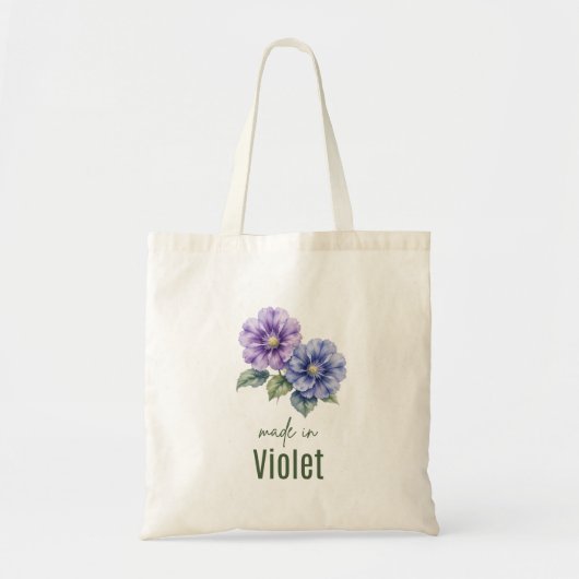 February Violet Birth Flower bag Watercolor Tragetasche (Vorne)
