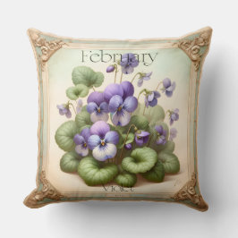 February Violet Birth Flower Symbolism Botanical  Kissen