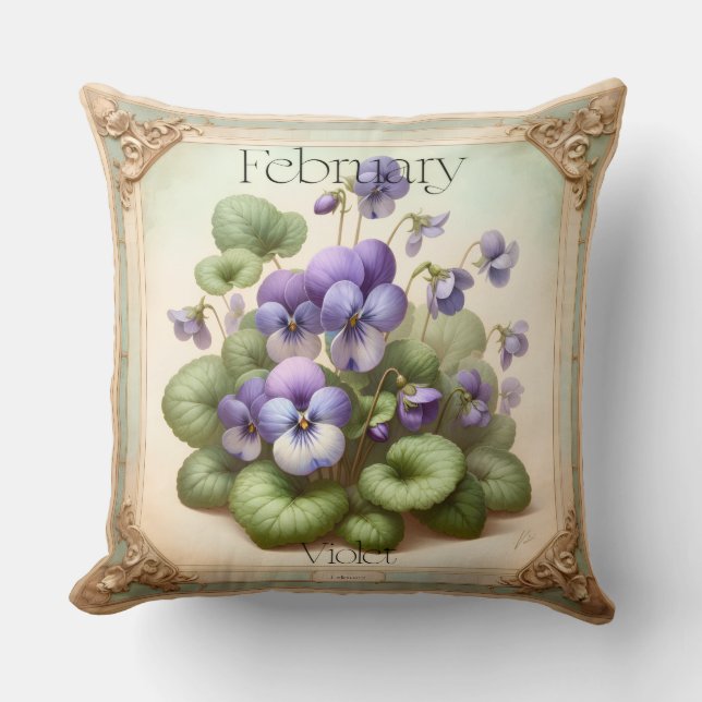 February Violet Birth Flower Symbolism Botanical  Kissen (Vorderseite)