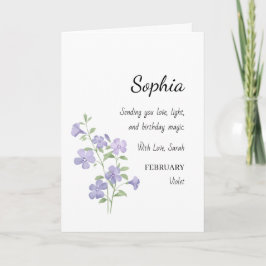 February Violet Personalized Birthday Karte