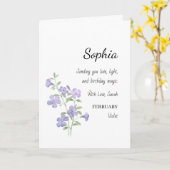 February Violet Personalized Birthday Karte (Gelbe Blume)