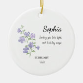 February Violet Personalized Birthday Keramik Ornament (Vorne)