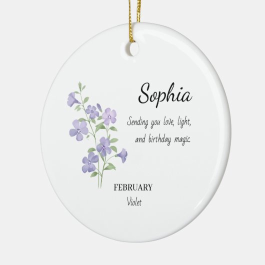 February Violet Personalized Birthday Keramik Ornament (Links)
