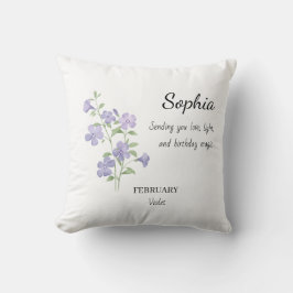 February Violet Personalized Birthday Kissen