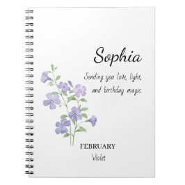 February Violet Personalized Birthday Notizblock