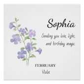 February Violet Personalized Birthday Poster (Vorderseite)