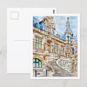 Fécamp Normandie Frankreich Reise Aquarell Skizze Postkarte