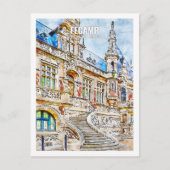 Fecamp Normandie Frankreich Unterwegs Wasserfarbsk Postkarte (Vorderseite)