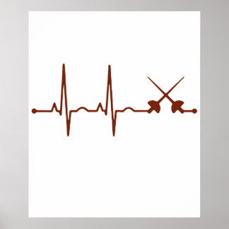 Fecht-Säbel-Shirt - Säbel-Stil Fechten Herzschlag Poster