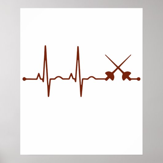 Fecht-Säbel-Shirt - Säbel-Stil Fechten Herzschlag Poster (Vorne)