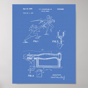 Fecht-Schwerter 1970 Patent Kunst Blaupause Poster