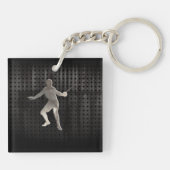 Fechten; Cooles Schwarzes Schlüsselanhänger (Rückseite)