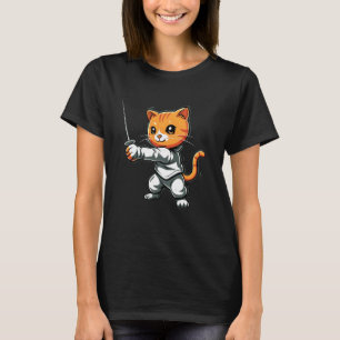 Fechten Herren, Damen & Kinder Katze Fechter T-Shirt