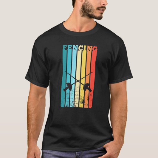 Fechten Retro Schwerter Säbel Fechter T-Shirt (Vorderseite)