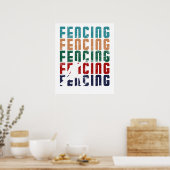 Fechten Vintage Retro Design Fechter Poster (Küche)