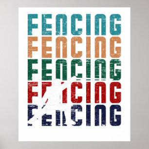 Fechten Vintage Retro Design Fechter Poster