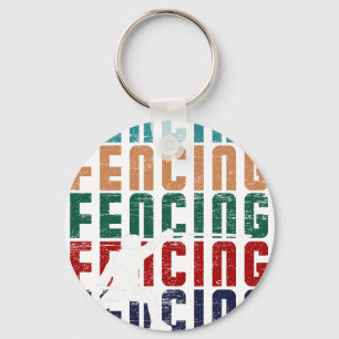 Fechten Vintage Retro Design Fechter Schlüsselanhänger