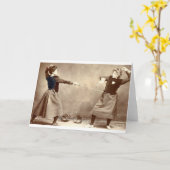 Fechtende die Anmerkungs-Karte der Vintagen Frauen Karte (Gelbe Blume)