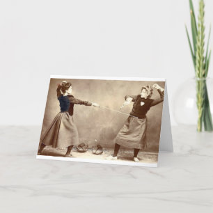 Fechtende die Anmerkungs-Karte der Vintagen Frauen Karte