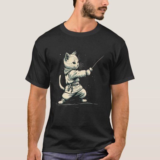 Fechterkatze beim Fechten T-Shirt (Vorderseite)