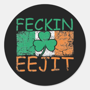 Feckin Eejit Ireland Irish Slang flag Irland Runder Aufkleber