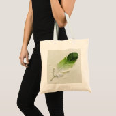 Feder 3D Ölmalerei Minimalistischer Salbeigrün Tragetasche (Vorderseite (Produkt))