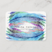 Feder-Aquarell Boho Vogel-Girly Chic Visitenkarte (Vorderseite)