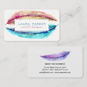 Feder-Aquarell Boho Vogel-Girly modernes Visitenkarte (Vorne/Hinten)